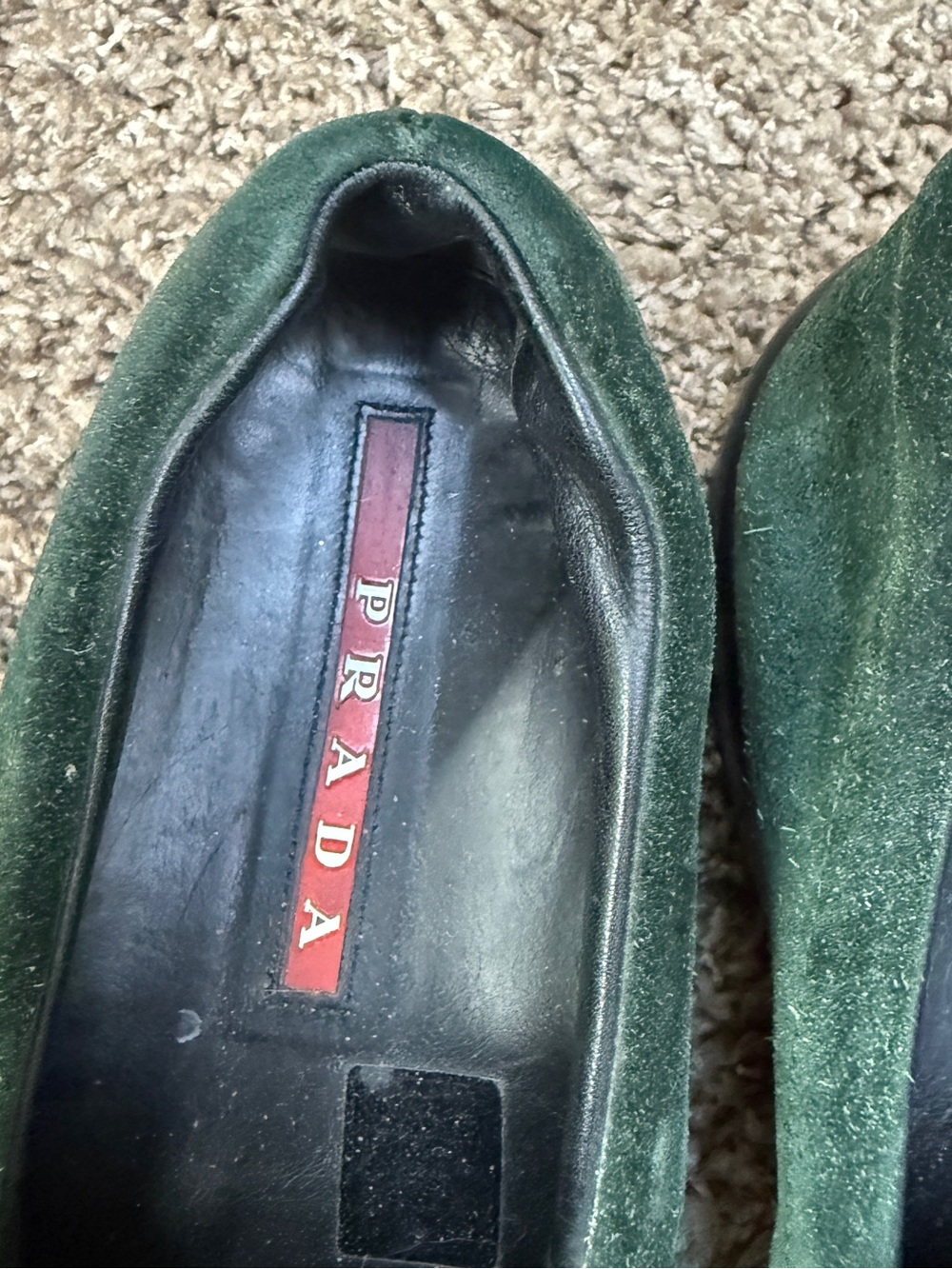 Vintage Prada Green Suede Toggle Loafers Flats IT 38 US 8 - Picture 6 of 7